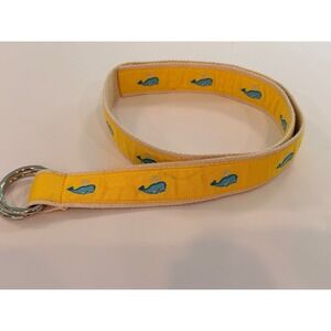 J.Crew Whale Embroidered D Ring Belt Yellow Nautical Preppy Coastal S/M